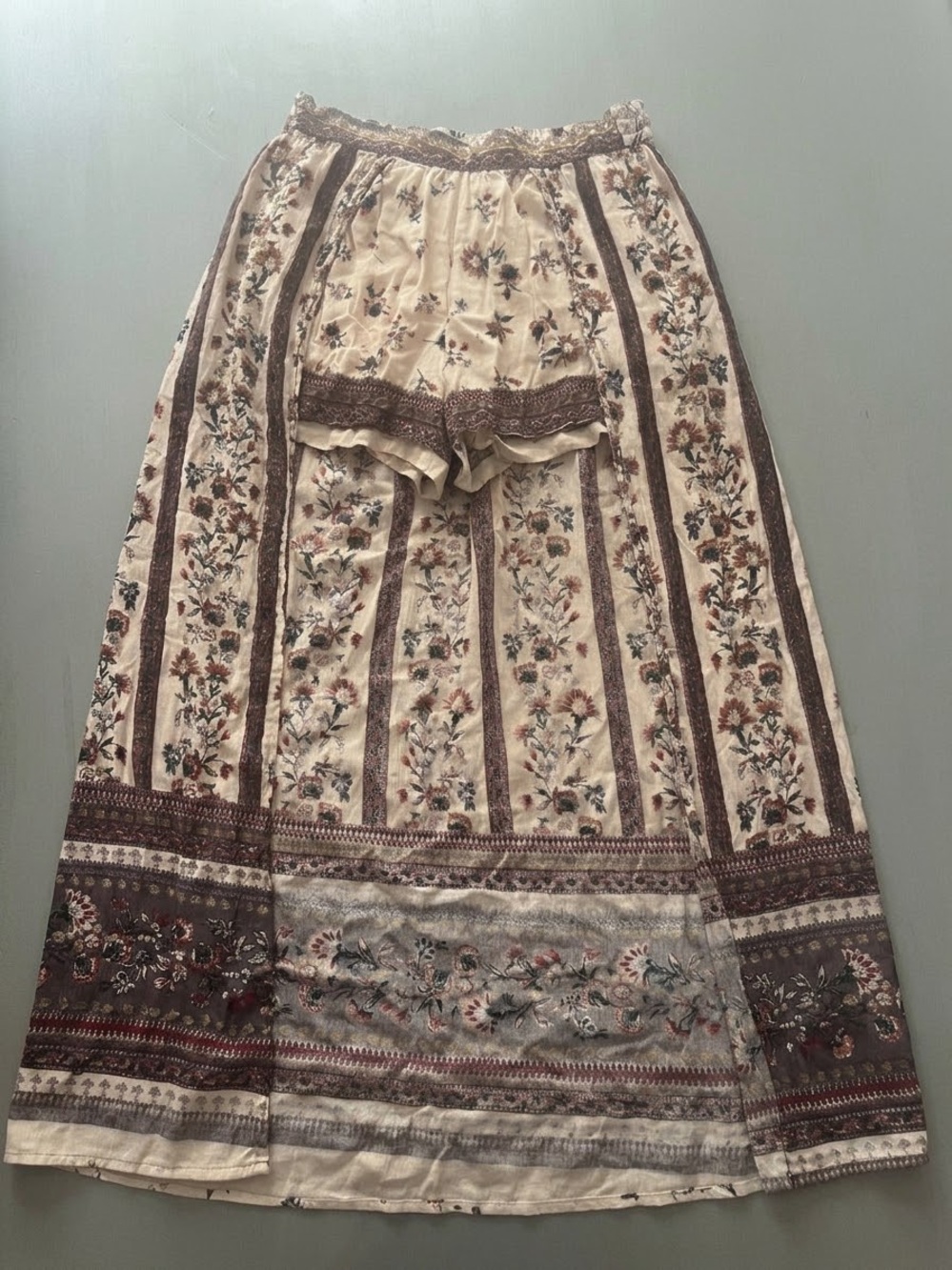 New! Angie Boho Border Print Maxi Skirt / Skort - Size M, NWOT